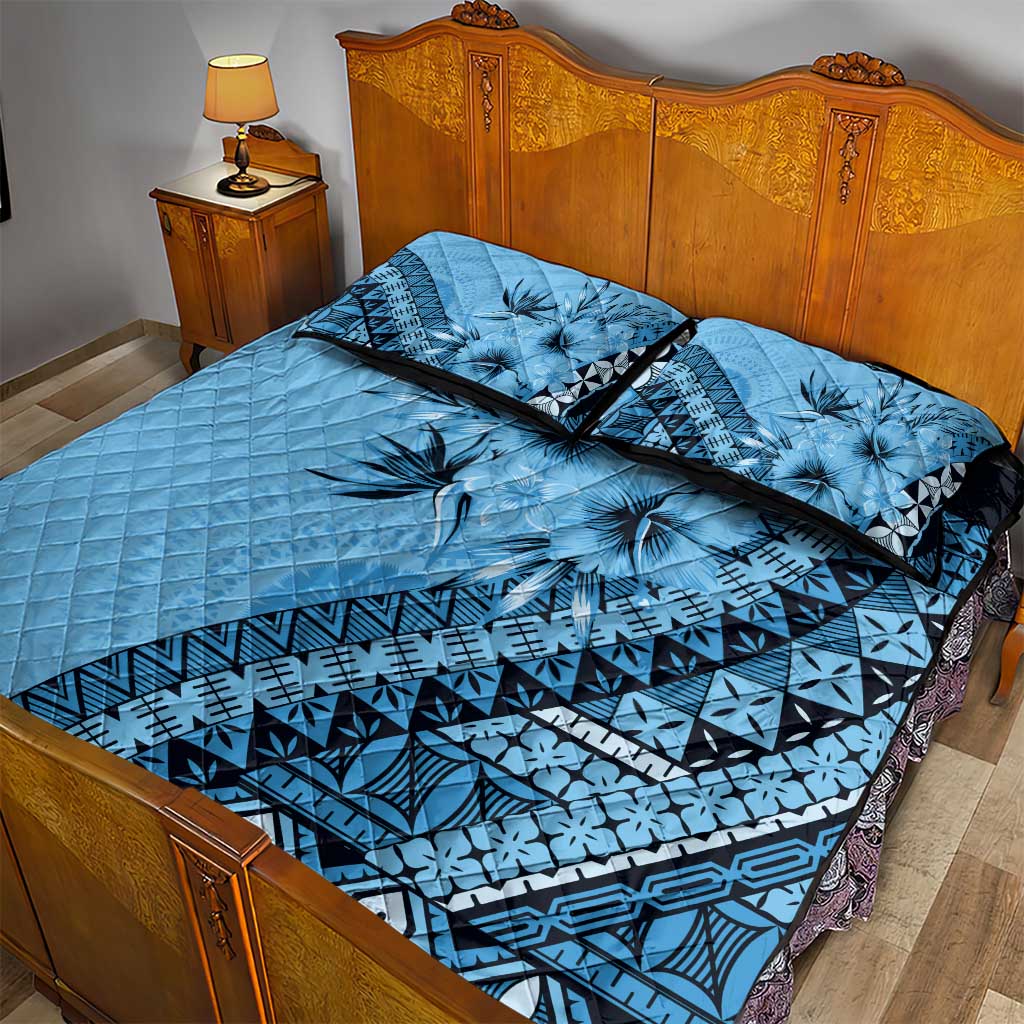 Bula Fiji Quilt Bed Set Turquoise Kaivity Masi Tapa