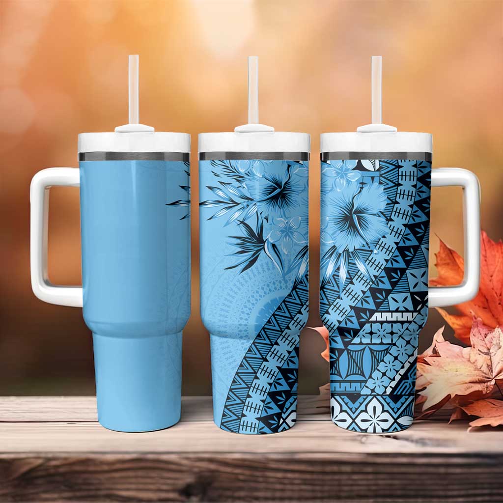 Bula Fiji Tumbler With Handle Turquoise Kaivity Masi Tapa