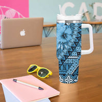 Bula Fiji Tumbler With Handle Turquoise Kaivity Masi Tapa