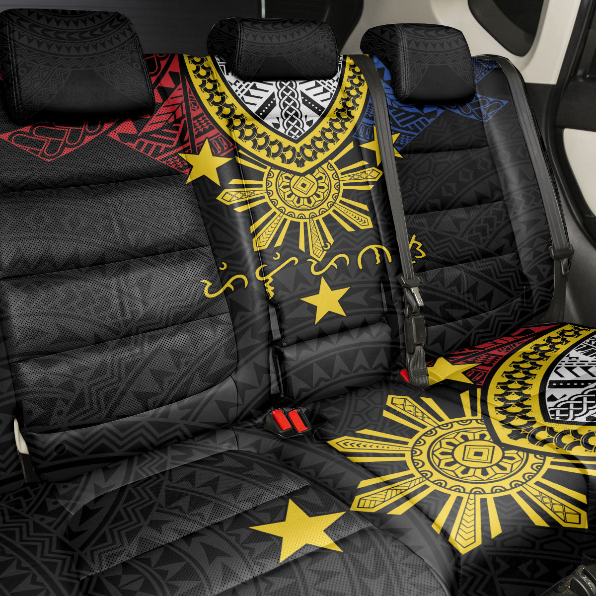 Philippines Heritage Baybayin Mix Polynesian Back Car Seat Cover