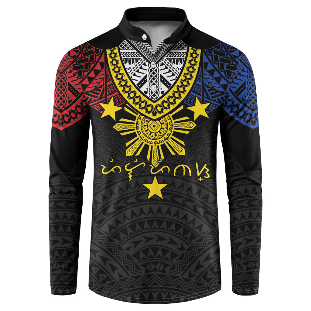 Philippines Heritage Baybayin Mix Polynesian Button Sweatshirt