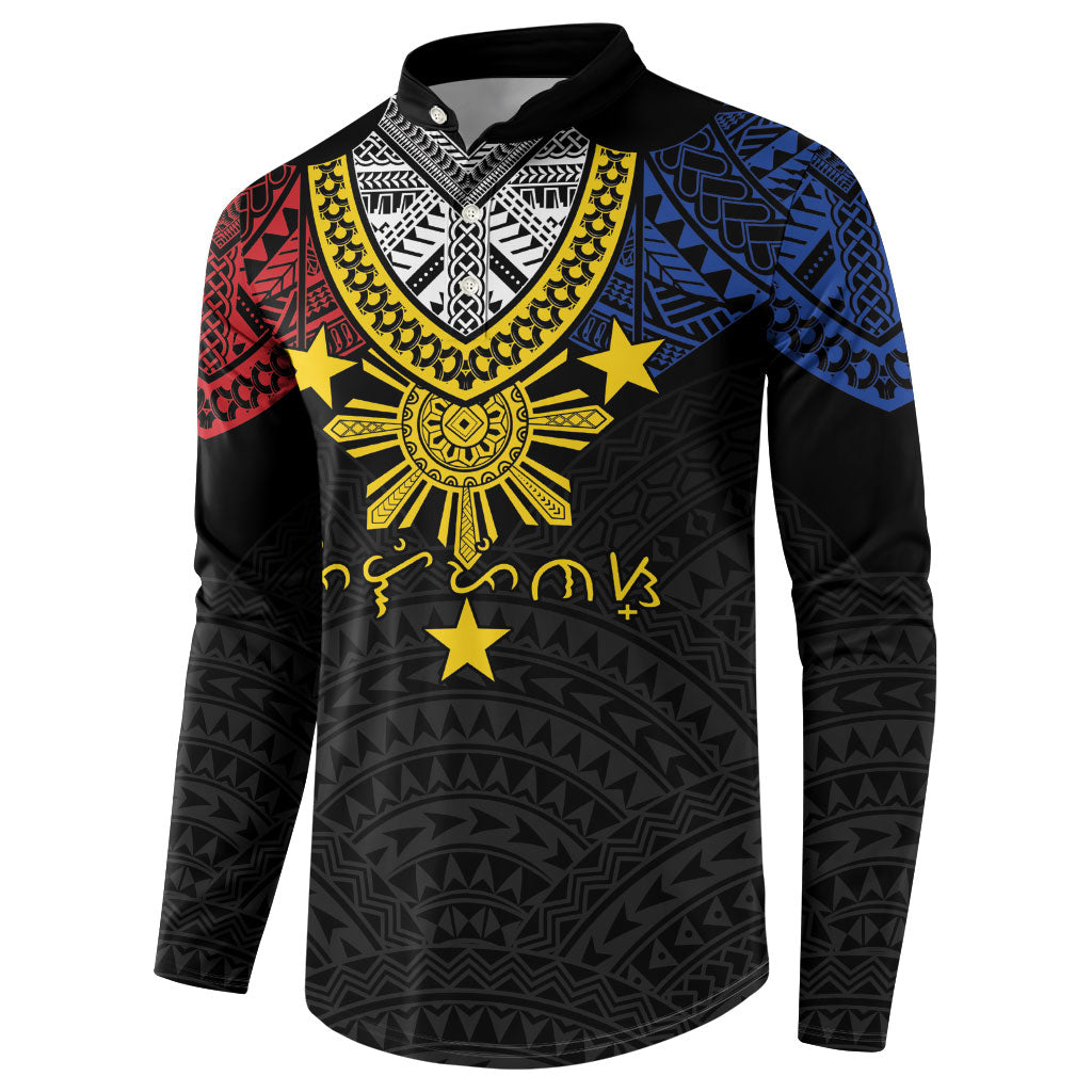 Philippines Heritage Baybayin Mix Polynesian Button Sweatshirt