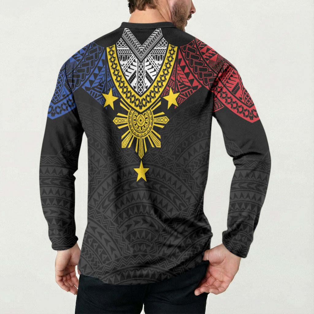 Philippines Heritage Baybayin Mix Polynesian Button Sweatshirt