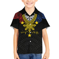Philippines Heritage Baybayin Mix Polynesian Family Matching Puletasi and Hawaiian Shirt LT7 Son's Shirt Black - Polynesian Pride
