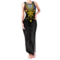 Philippines Heritage Baybayin Mix Polynesian Family Matching Tank Maxi Dress and Hawaiian Shirt LT7 Mom's Dress Black - Polynesian Pride