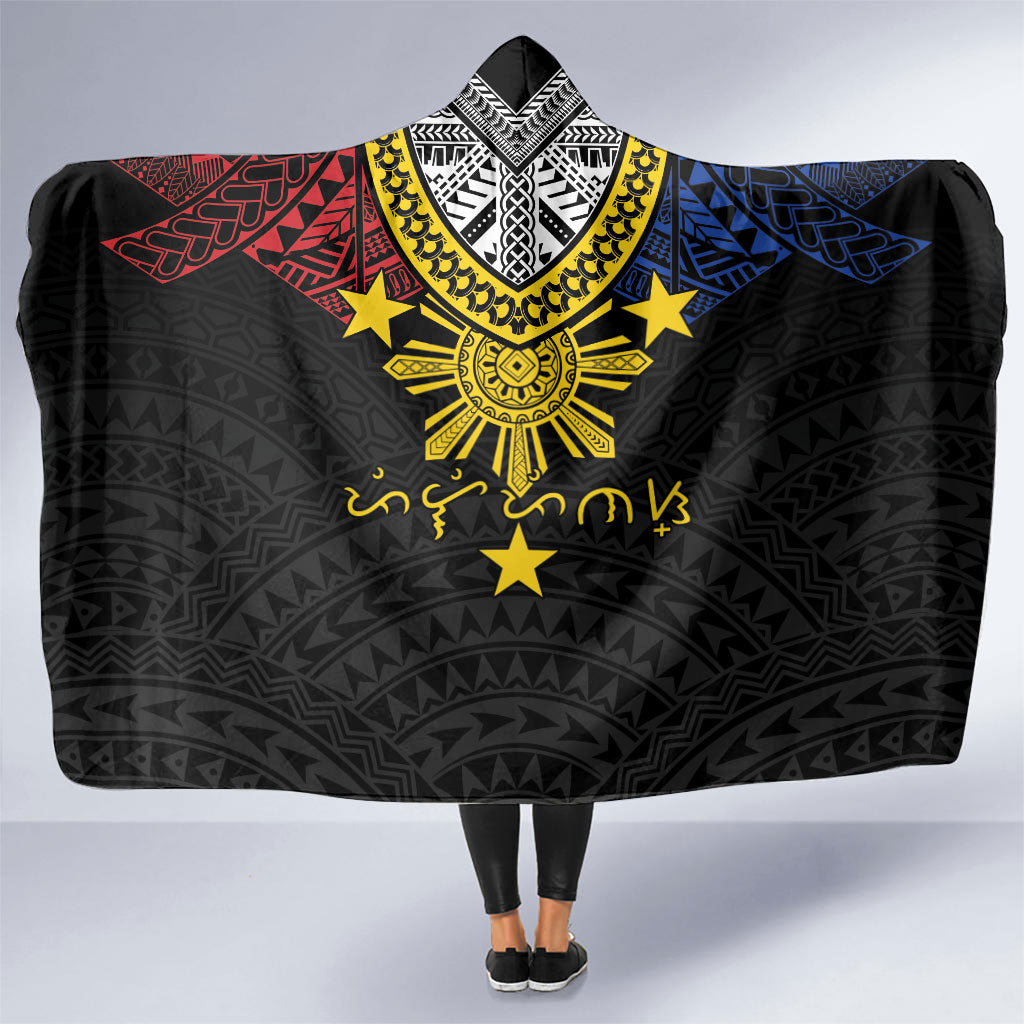 Philippines Heritage Baybayin Mix Polynesian Hooded Blanket