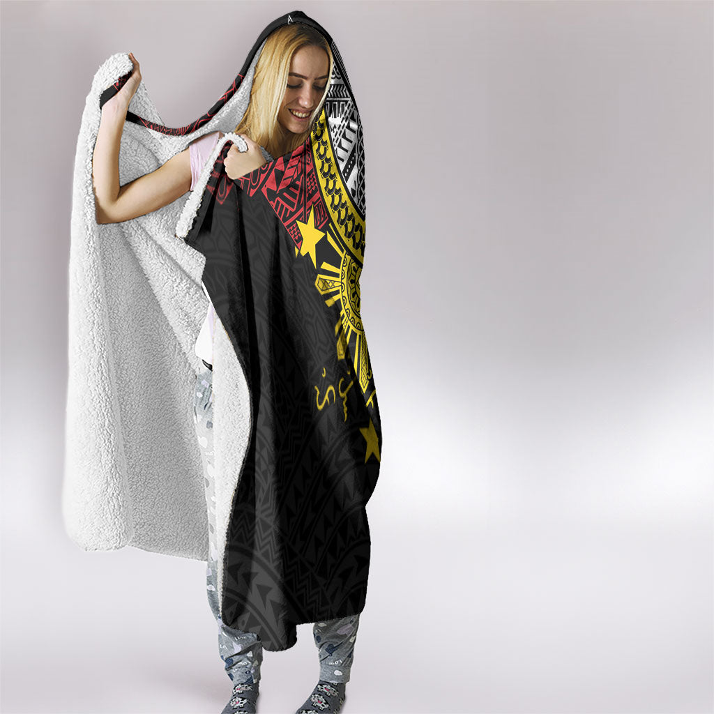 Philippines Heritage Baybayin Mix Polynesian Hooded Blanket