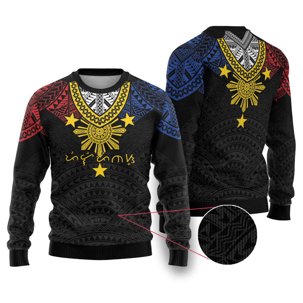 Philippines Heritage Baybayin Mix Polynesian Ugly Christmas Sweater