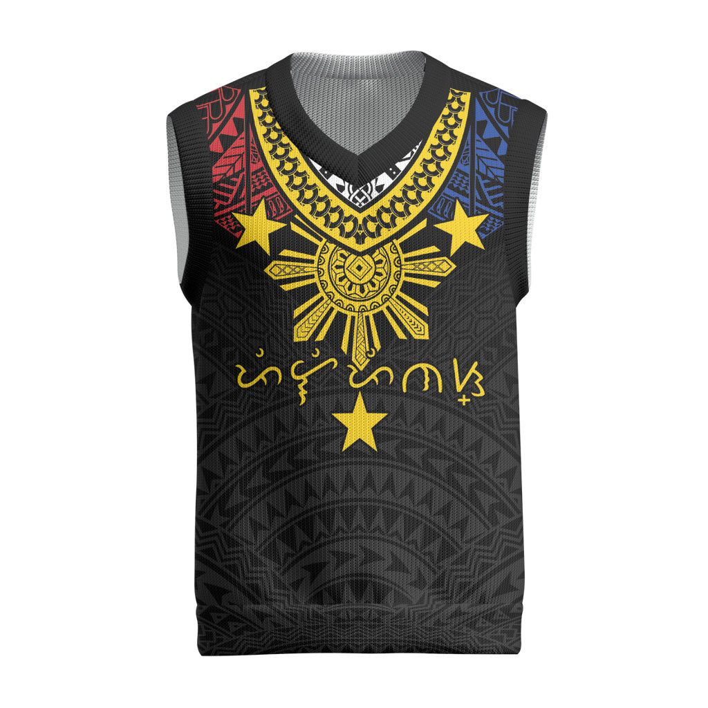 Philippines Heritage Baybayin Mix Polynesian Christmas Knitted V-Neck Vest