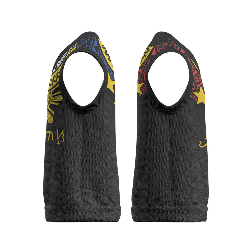 Philippines Heritage Baybayin Mix Polynesian Christmas Knitted V-Neck Vest LT7 - Polynesian Pride