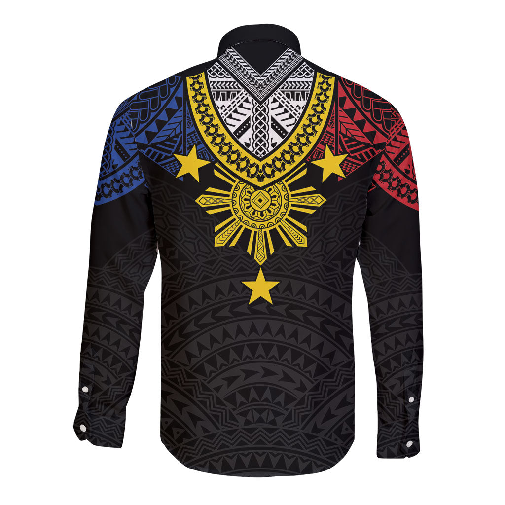 Philippines Heritage Baybayin Mix Polynesian Long Sleeve Button Shirt