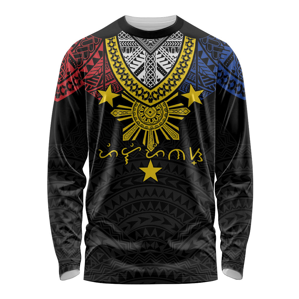 Philippines Heritage Baybayin Mix Polynesian Long Sleeve Shirt