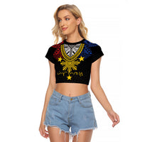 Philippines Heritage Baybayin Mix Polynesian Raglan Cropped T Shirt