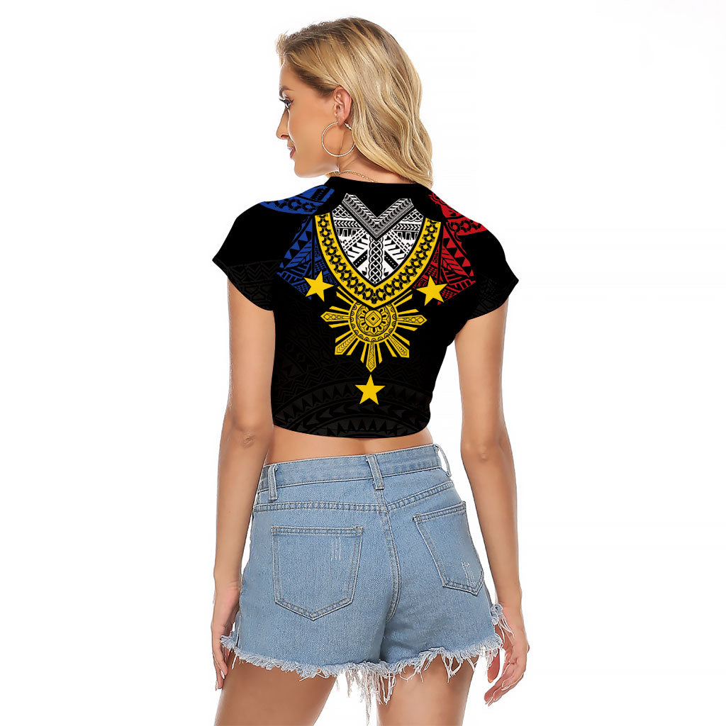 Philippines Heritage Baybayin Mix Polynesian Raglan Cropped T Shirt