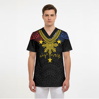 Philippines Heritage Baybayin Mix Polynesian Scrub Top LT7 - Polynesian Pride