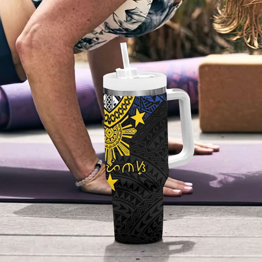 Philippines Heritage Baybayin Mix Polynesian Tumbler With Handle