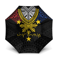 Philippines Heritage Baybayin Mix Polynesian Umbrella LT7 One Size Folded 11.42 inch Opened Diameter 37.4 inch Black - Polynesian Pride