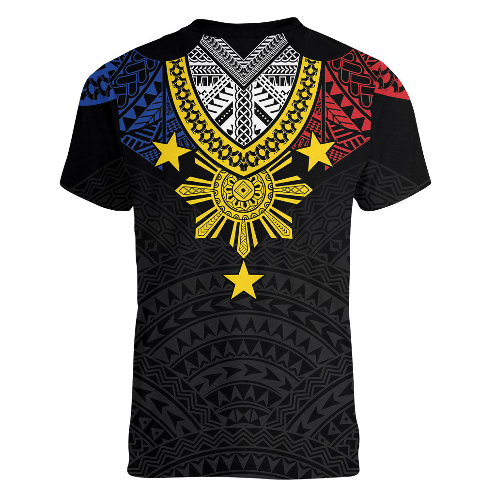 Philippines Heritage Baybayin Mix Polynesian Women V-Neck T-Shirt
