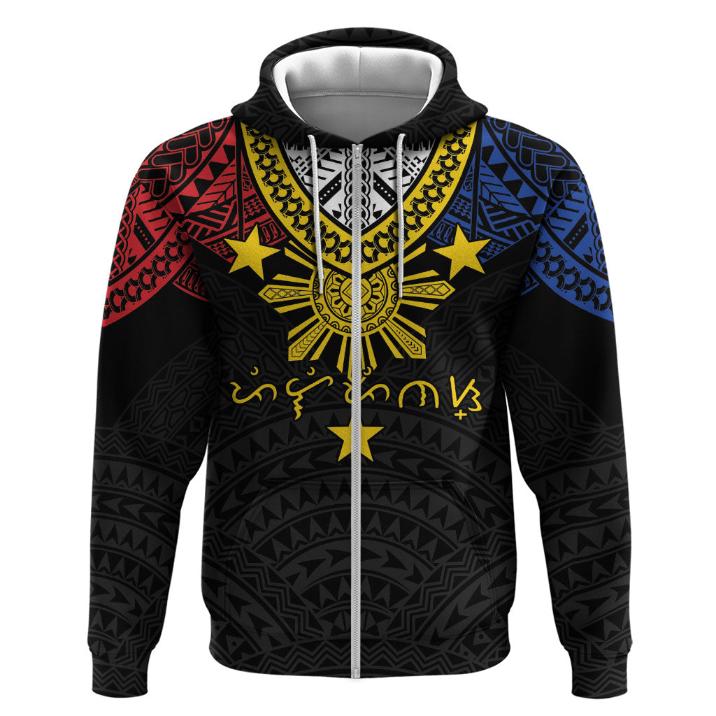 Philippines Heritage Baybayin Mix Polynesian Zip Hoodie