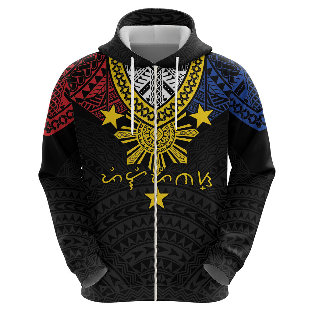 Philippines Heritage Baybayin Mix Polynesian Zip Hoodie