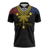 Philippines Heritage Baybayin Mix Polynesian Zipper Polo Shirt