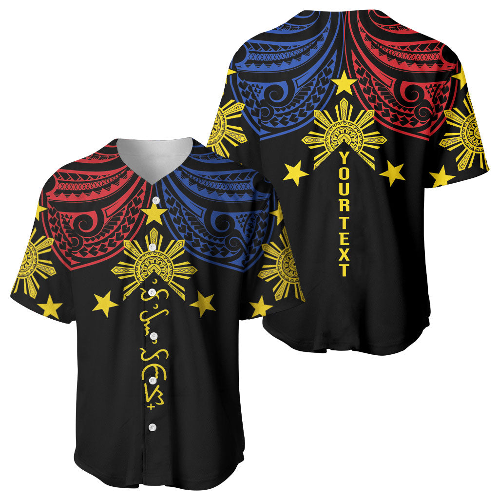 Philippines Heritage Personalized Baseball Jersey Baybayin Philipinas Sun LT7 - Polynesian Pride