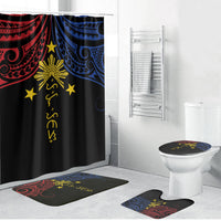 Philippines Heritage Bathroom Set Baybayin Philipinas Sun LT7 Bathroom Set (4 pcs) Black - Polynesian Pride