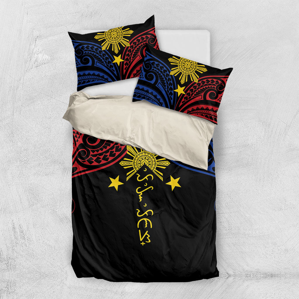 Philippines Heritage Bedding Set Baybayin Philipinas Sun LT7 US Twin 172cm x 218cm Black - Polynesian Pride