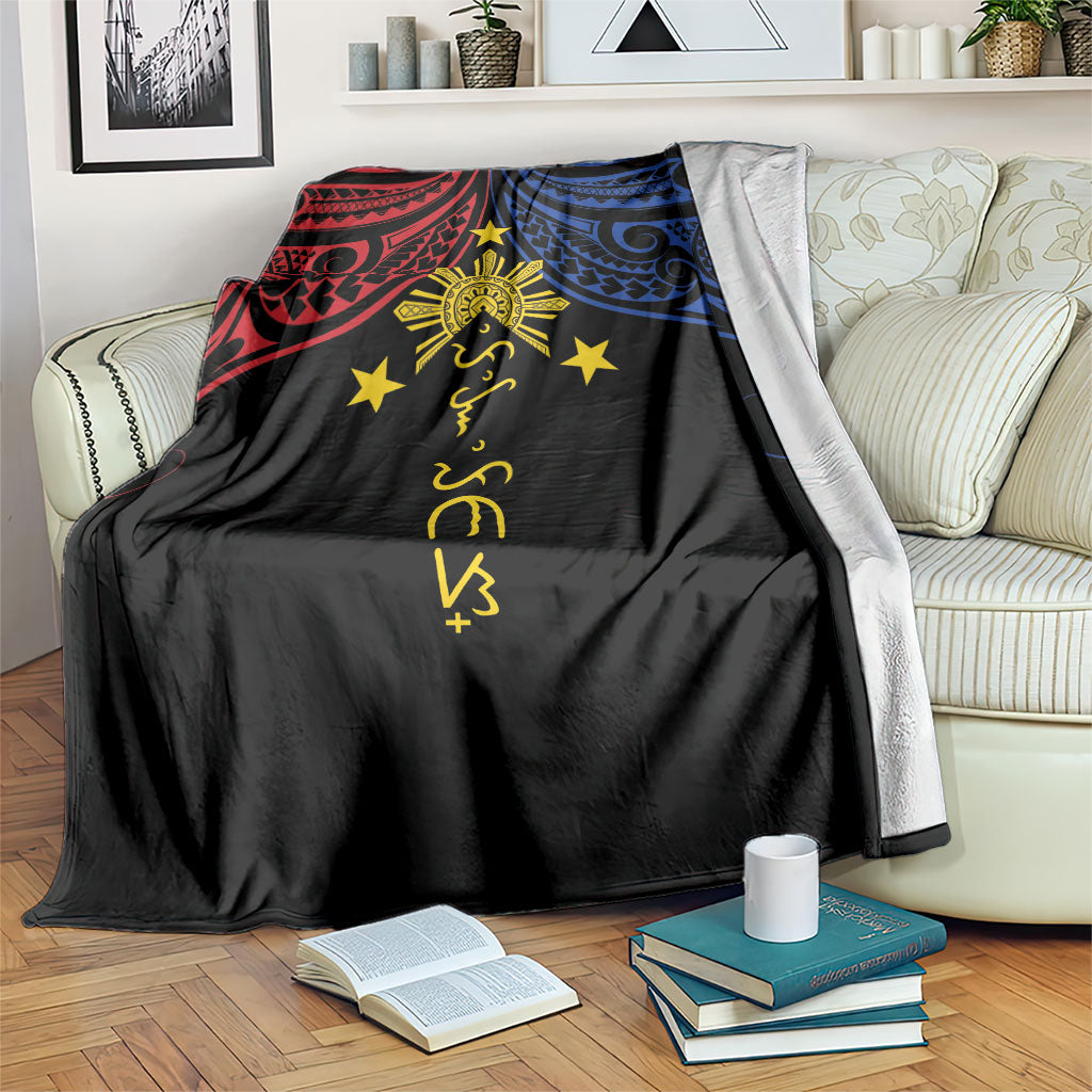 Philippines Heritage Blanket Baybayin Philipinas Sun LT7 Black - Polynesian Pride