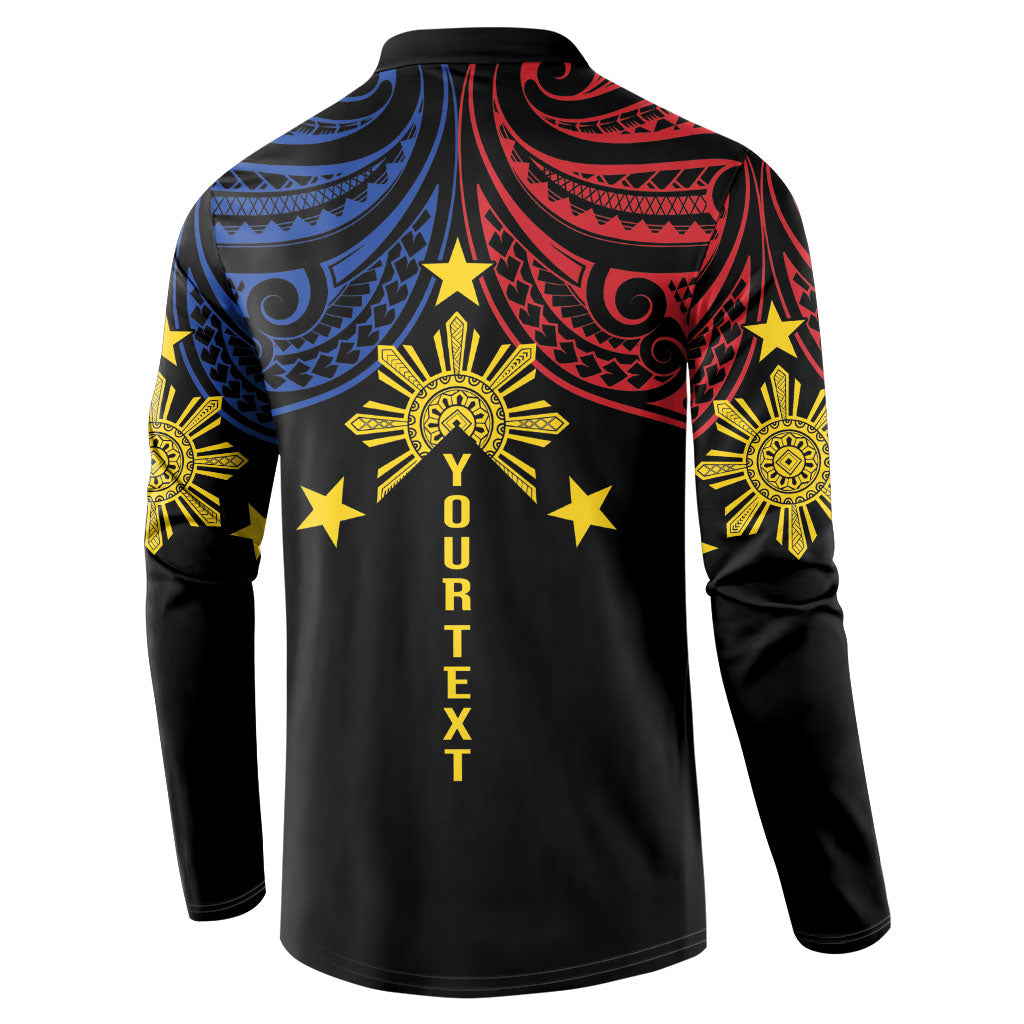 Philippines Heritage Personalized Button Sweatshirt Baybayin Philipinas Sun LT7 - Polynesian Pride