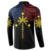 Philippines Heritage Personalized Button Sweatshirt Baybayin Philipinas Sun LT7 - Polynesian Pride