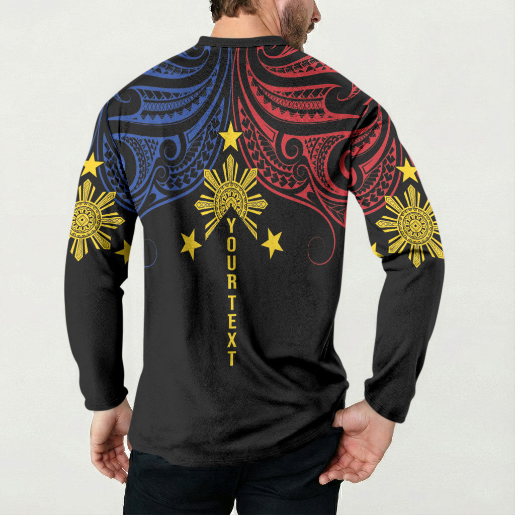 Philippines Heritage Personalized Button Sweatshirt Baybayin Philipinas Sun LT7 - Polynesian Pride