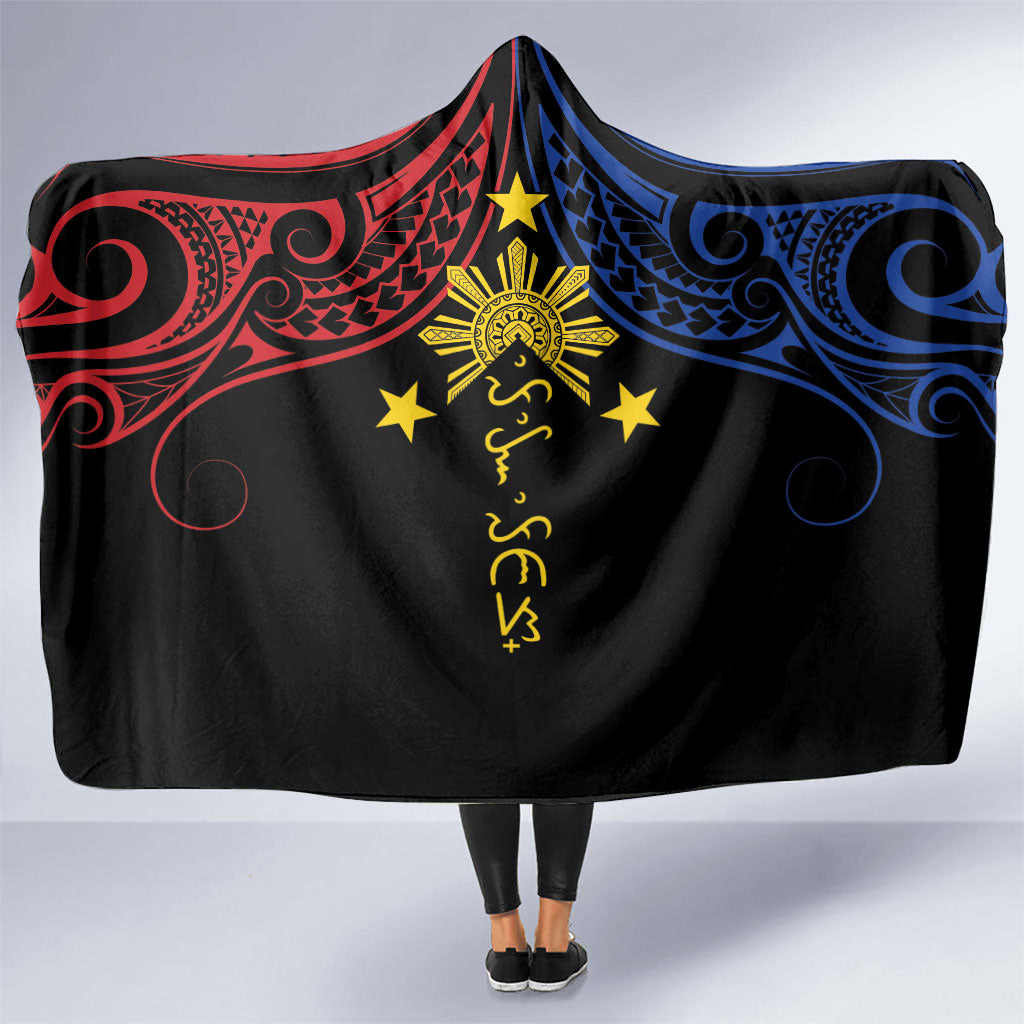 Philippines Heritage Hooded Blanket Baybayin Philipinas Sun