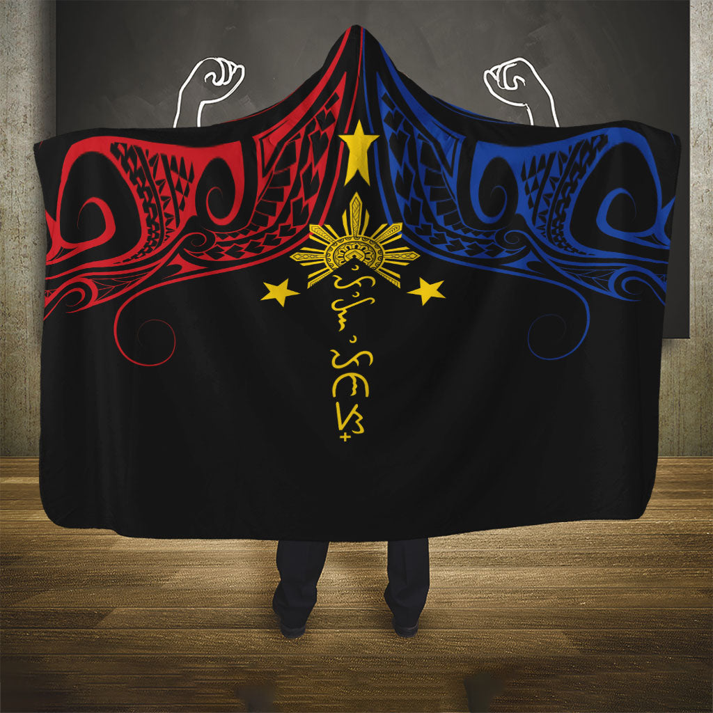 Philippines Heritage Hooded Blanket Baybayin Philipinas Sun LT7 - Polynesian Pride