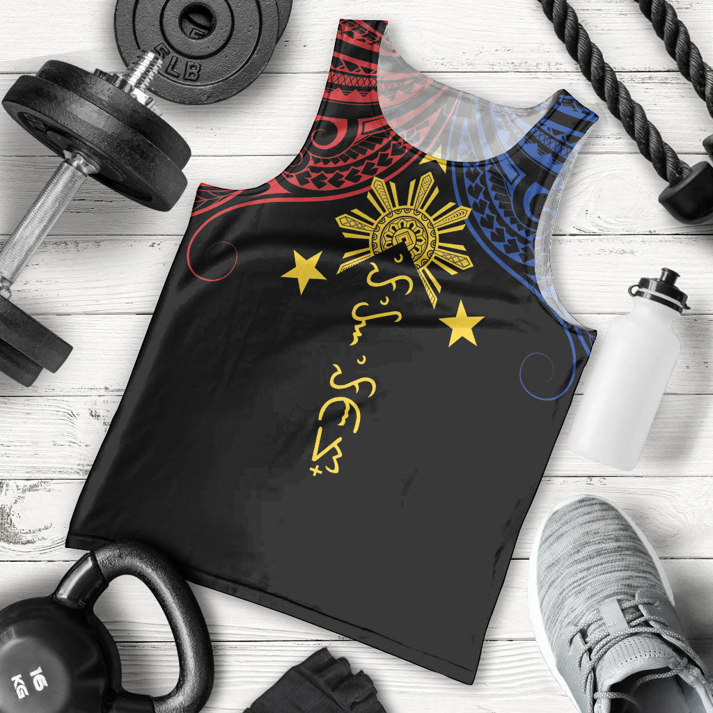 Philippines Heritage Personalized Men Tank Top Baybayin Philipinas Sun LT7 - Polynesian Pride