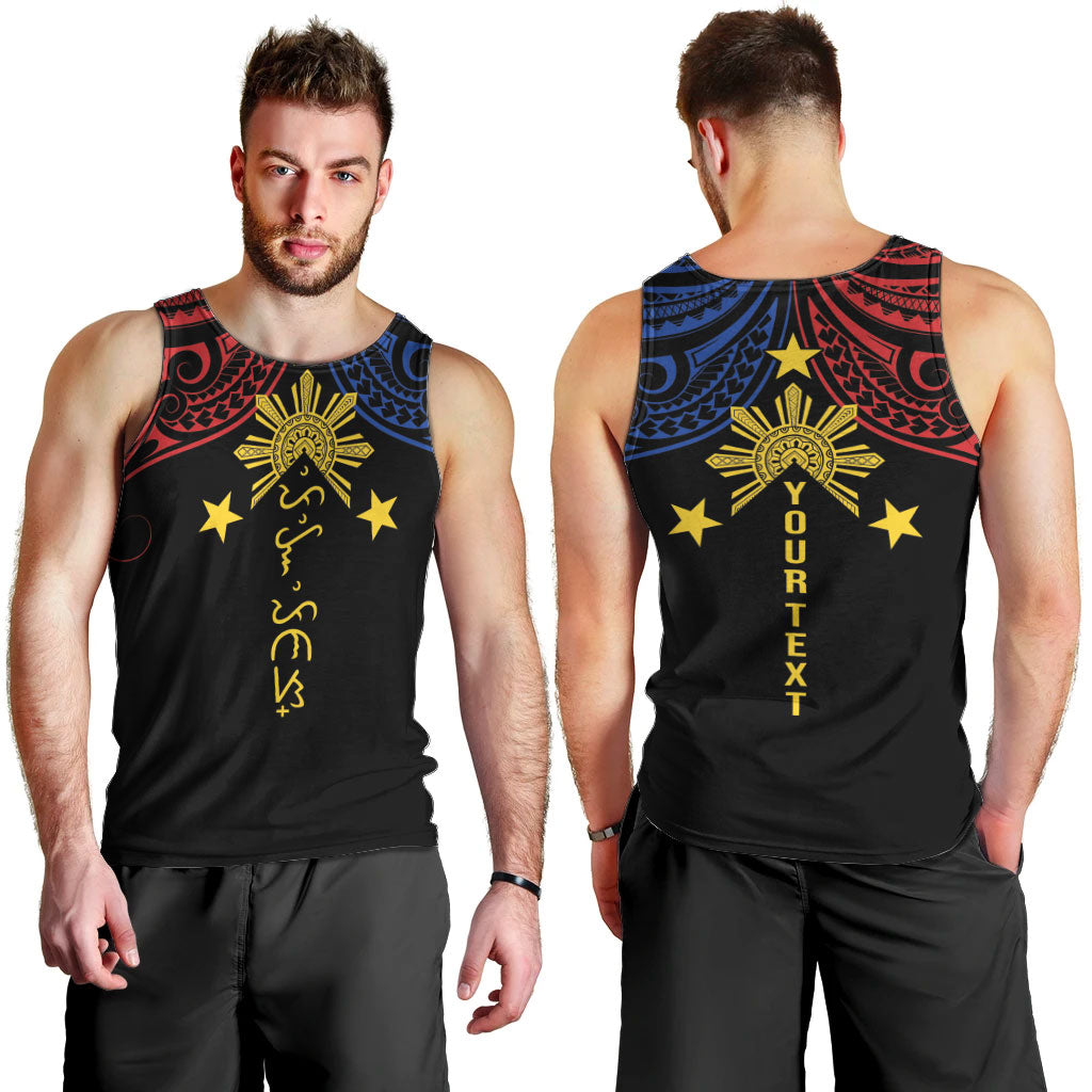 Philippines Heritage Personalized Men Tank Top Baybayin Philipinas Sun LT7 - Polynesian Pride