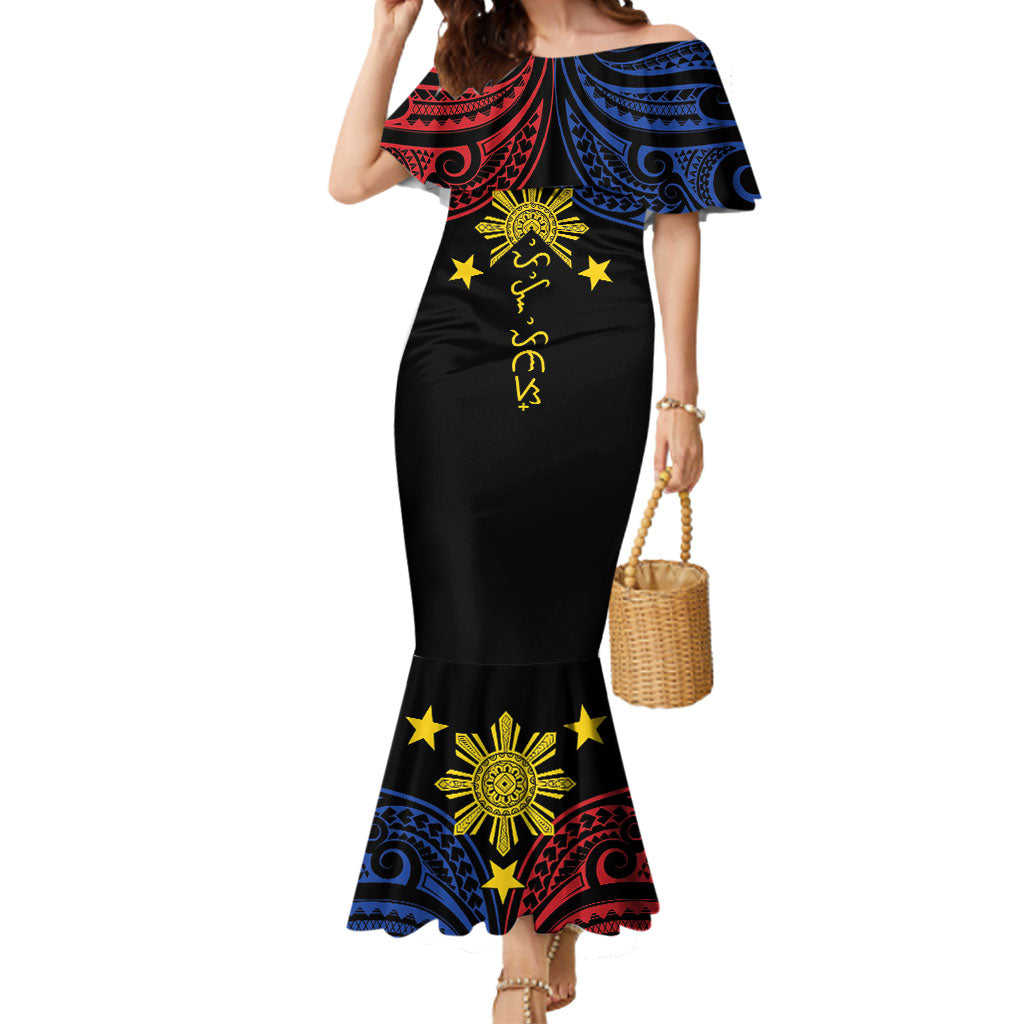 Philippines Heritage Personalized Mermaid Dress Baybayin Philipinas Sun