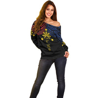 Philippines Heritage Personalized Off Shoulder Sweater Baybayin Philipinas Sun LT7 - Polynesian Pride