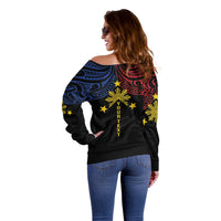 Philippines Heritage Personalized Off Shoulder Sweater Baybayin Philipinas Sun LT7 - Polynesian Pride