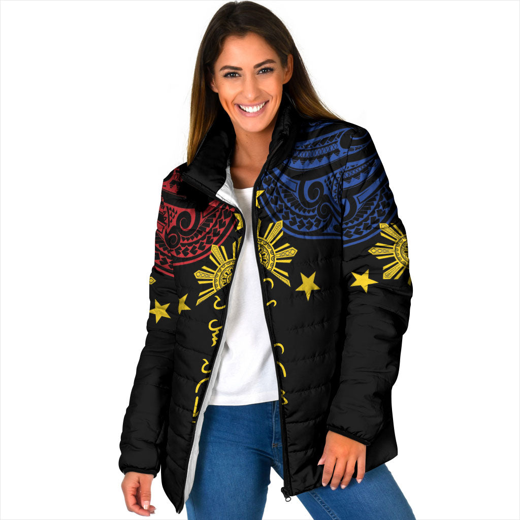 Philippines Heritage Personalized Padded Jacket Baybayin Philipinas Sun