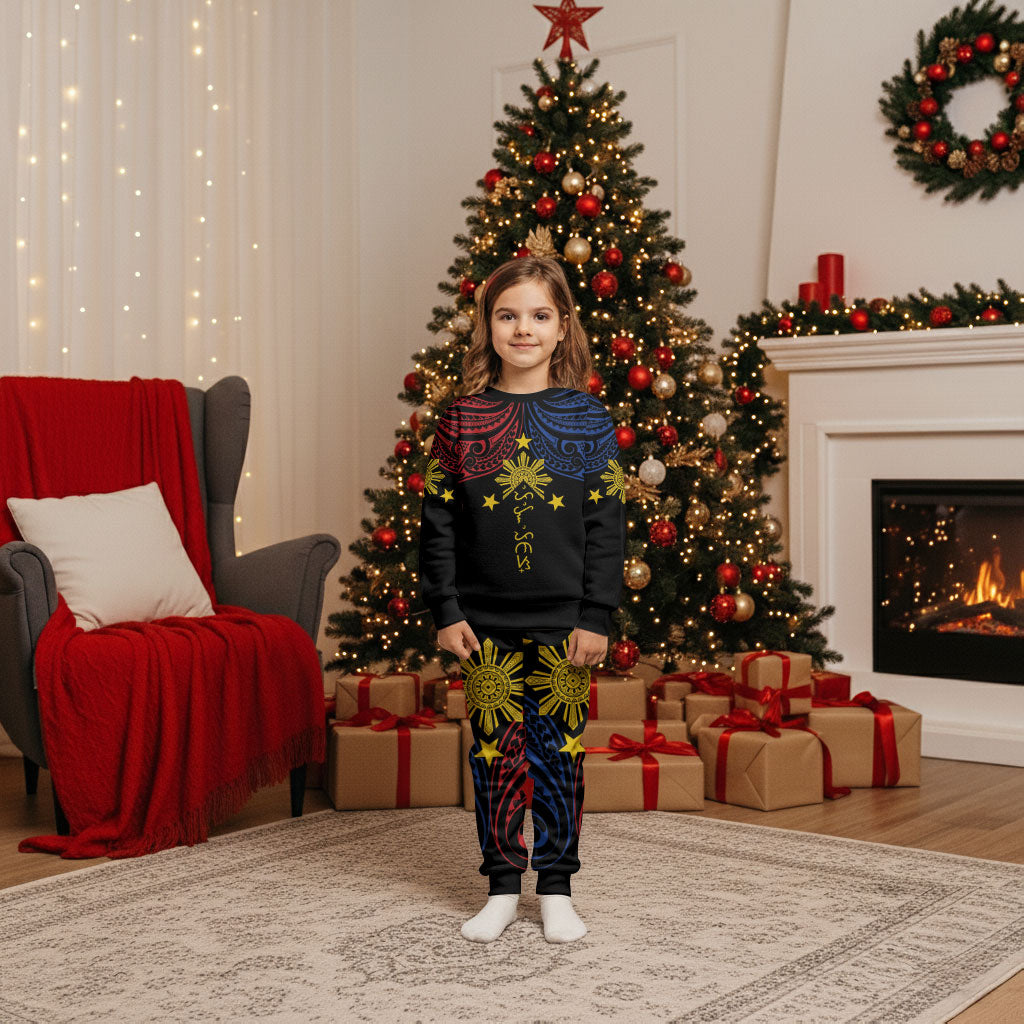 Philippines Heritage Personalized Christmas Pajama Set Baybayin Philipinas Sun