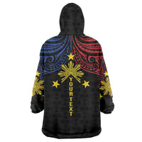 Philippines Heritage Personalized Wearable Blanket Hoodie Baybayin Philipinas Sun