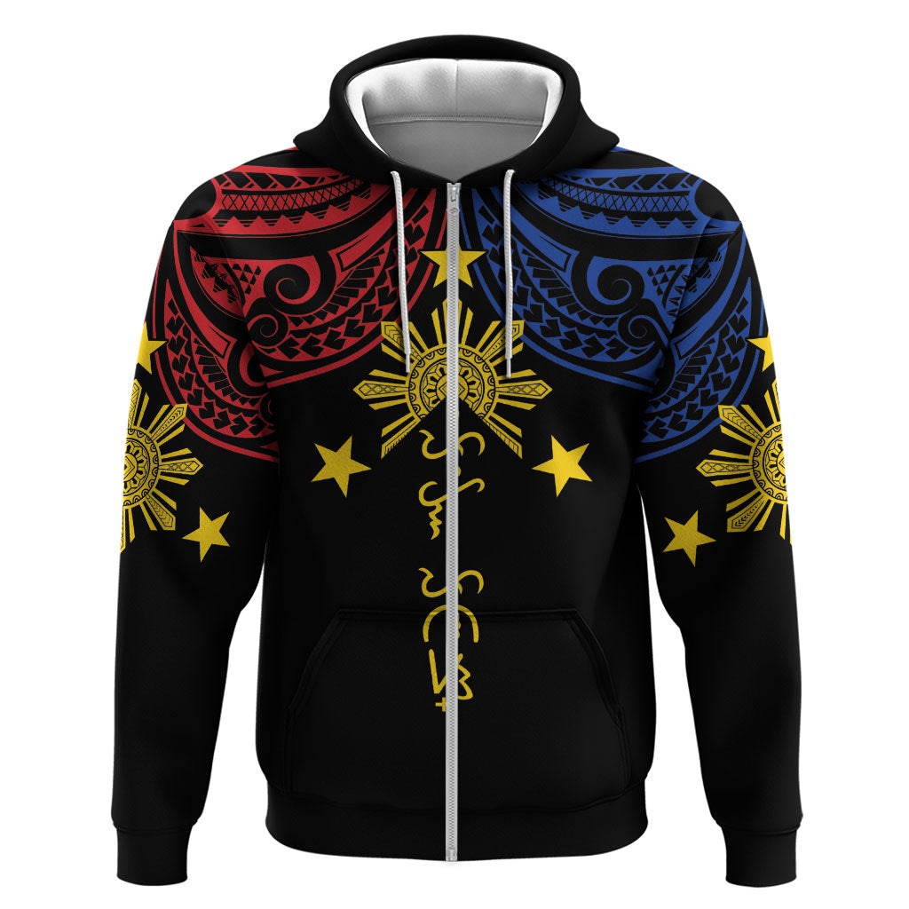 Philippines Heritage Personalized Zip Hoodie Baybayin Philipinas Sun