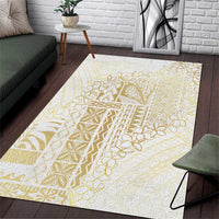 Samoa Lotu Tamaiti Mamanu Siapo Area Rug Golden Plumeria - Polynesian Pride