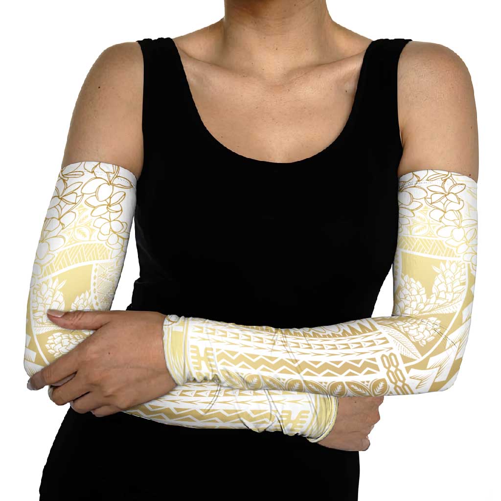 Samoa Lotu Tamaiti Mamanu Siapo Arm Sleeves Golden Plumeria - Polynesian Pride