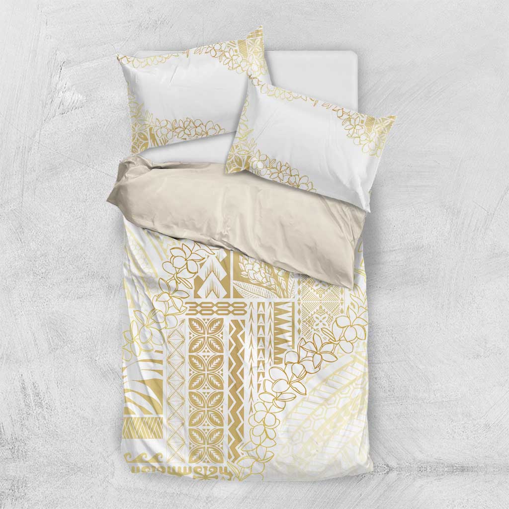 Samoa Lotu Tamaiti Mamanu Siapo Bedding Set Golden Plumeria - Polynesian Pride