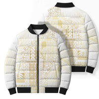 Samoa Lotu Tamaiti Mamanu Siapo Bomber Puffer Jacket Golden Plumeria - Polynesian Pride
