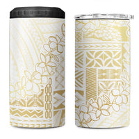 Samoa Lotu Tamaiti Mamanu Siapo 4 in 1 Can Cooler Tumbler Golden Plumeria - Polynesian Pride