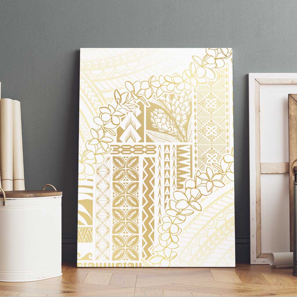 Samoa Lotu Tamaiti Mamanu Siapo Canvas Wall Art Golden Plumeria - Polynesian Pride