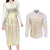 Samoa Lotu Tamaiti Mamanu Siapo Couples Matching Long Sleeve Bodycon Dress and Long Sleeve Button Shirt Golden Plumeria - Polynesian Pride